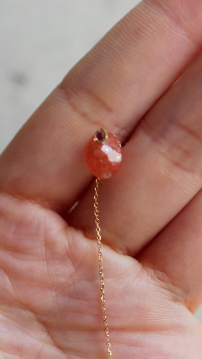 Flat Pierced Earring - Sunstone -