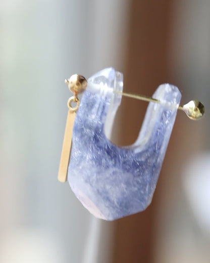 Rock Pierced Earring - Dumortierite in Quartz -