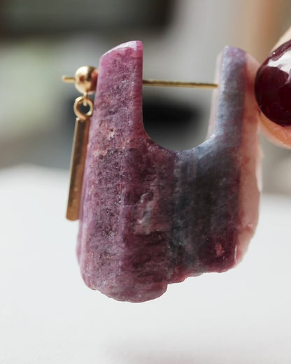 Rock Pierced Earring - Paraiba Tourmaline -