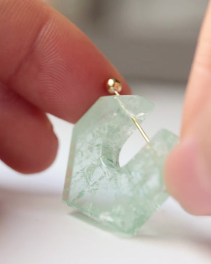 Rock Pierced Earring - Aquamarine -