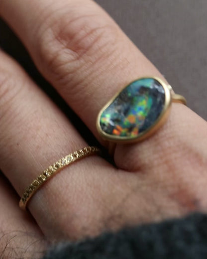 Collet Ring - Boulder Opal -