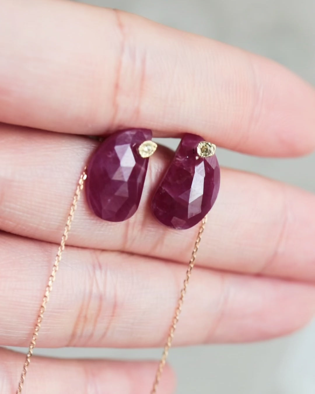 Flat Pierced Earring - Ruby - – MONAKA jewellery