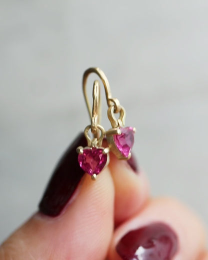 HorseShoe Prong Pierced Earring - Pink Tourmaline -