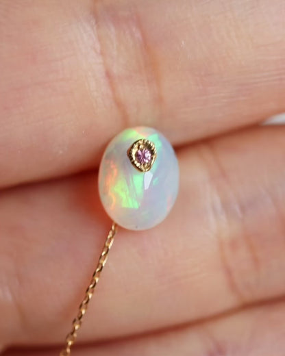 Flat Pierced Earring - Opal -