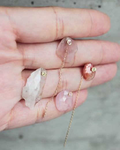 Flat Pierced Earring  - Morganite -