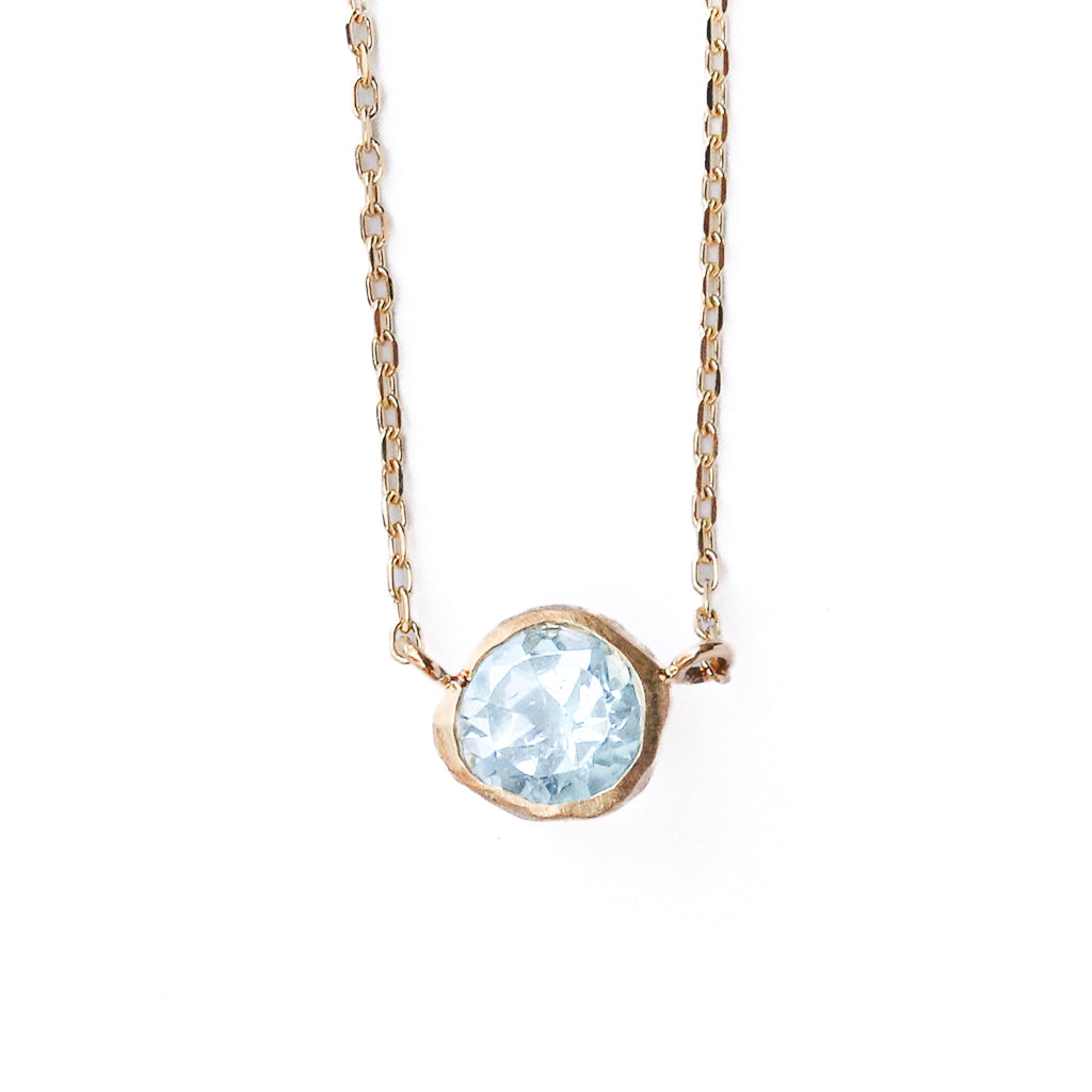 Rough Collet Necklace - Aquamarine -
