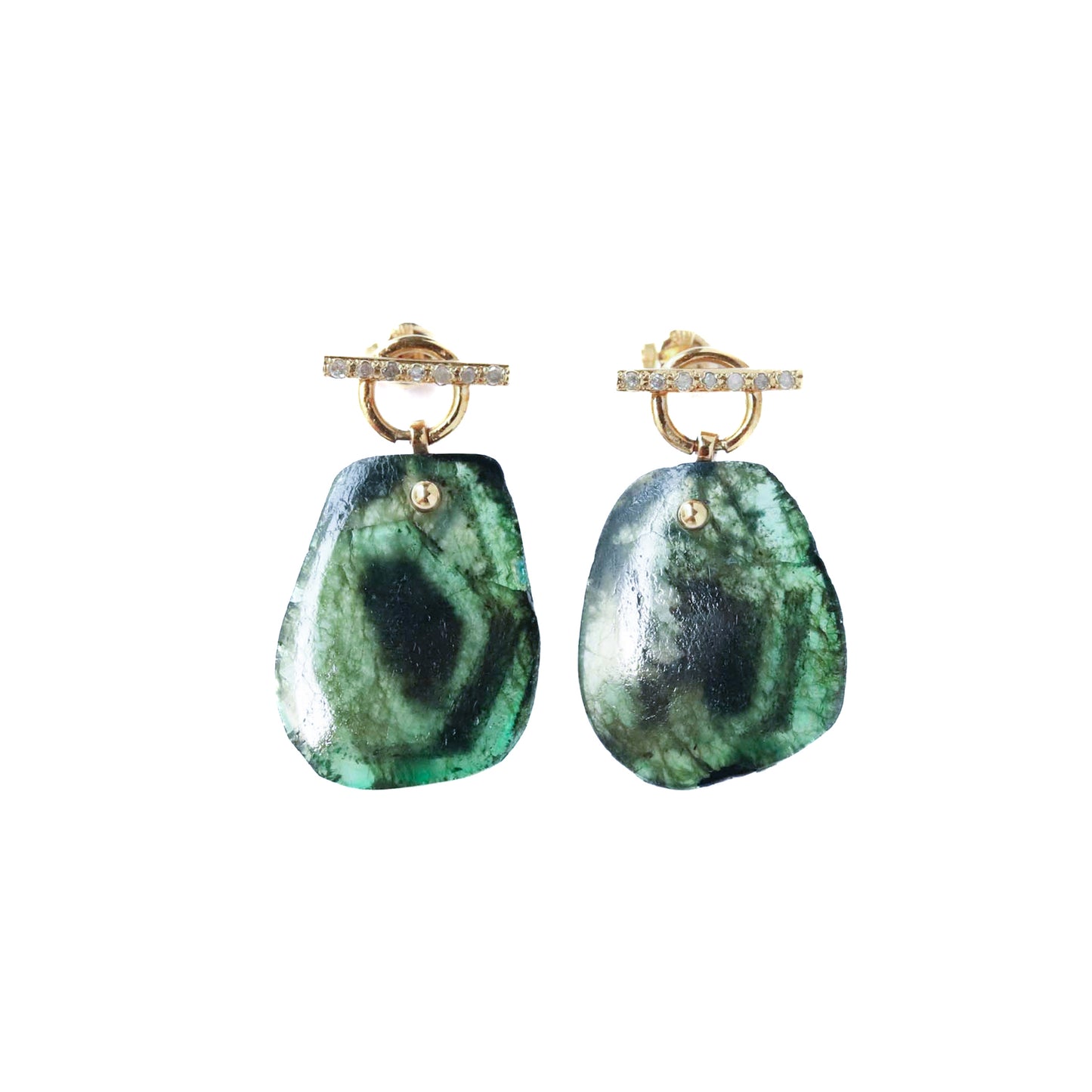 Mantel Pierced Earrings - Emerald / Diamond -