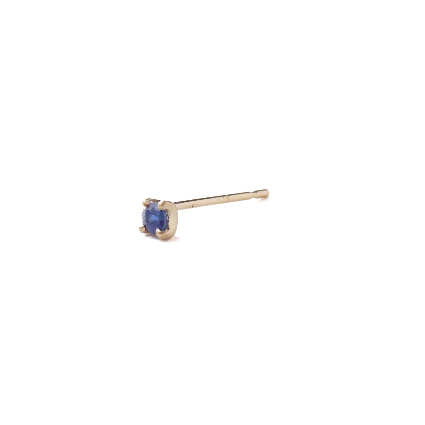 Prong Pierced Earrings - Blue Sapphire -