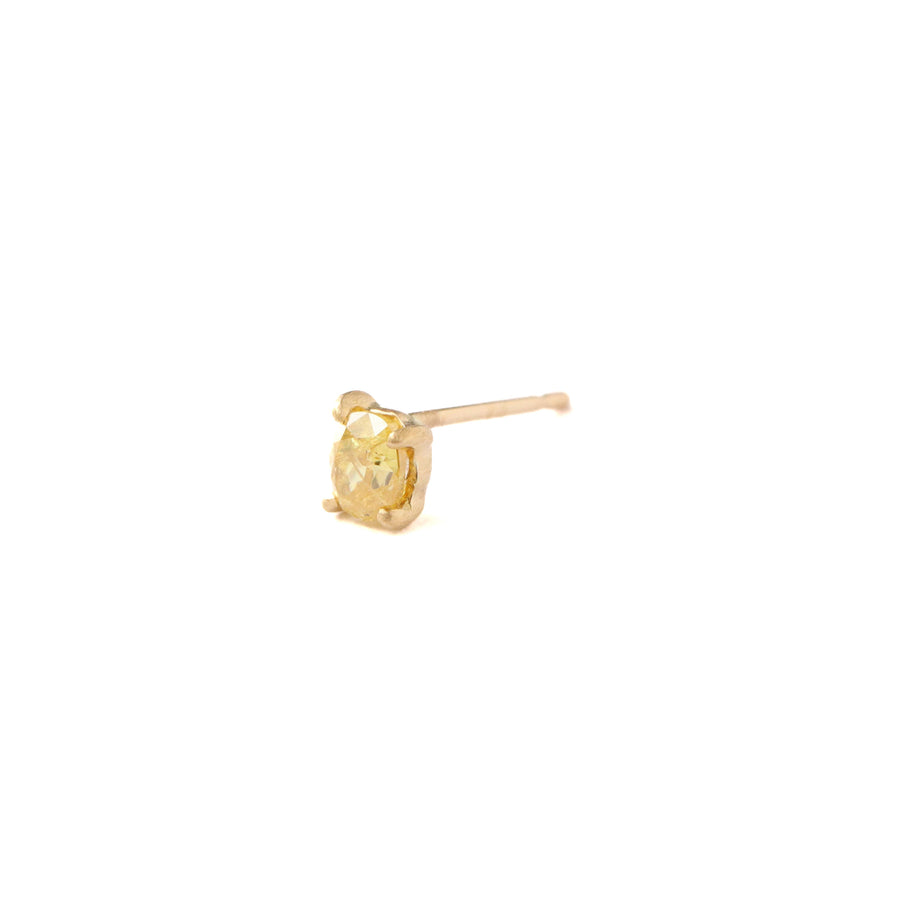 Prong Pierced Earring - Natural Yellow Diamond -