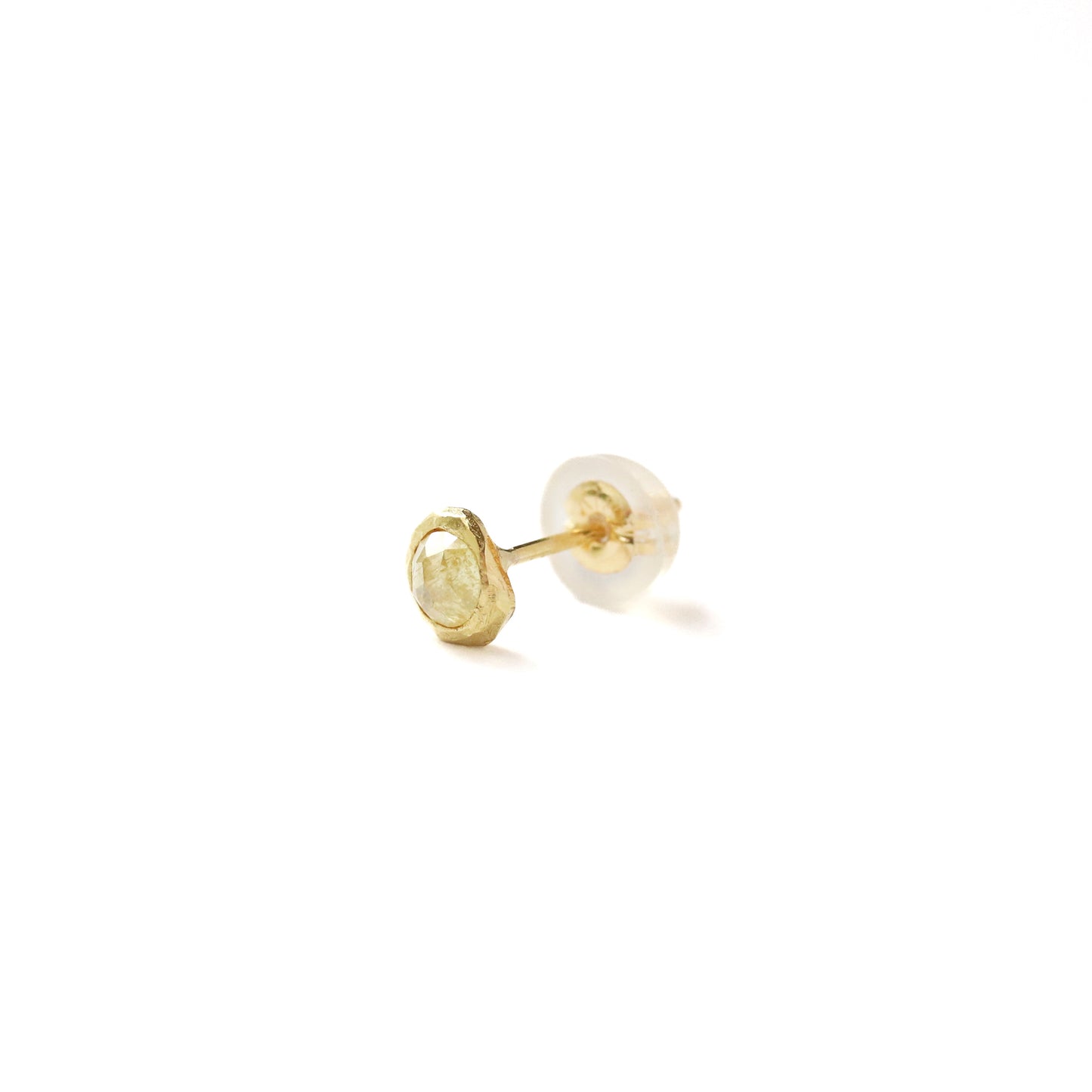 Rough Collet Mini Pierced Earrings - Natural Yellow Diamond -