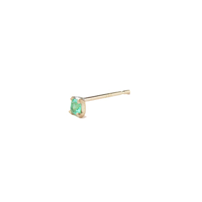 Prong Pierced Earrings - Emerald -