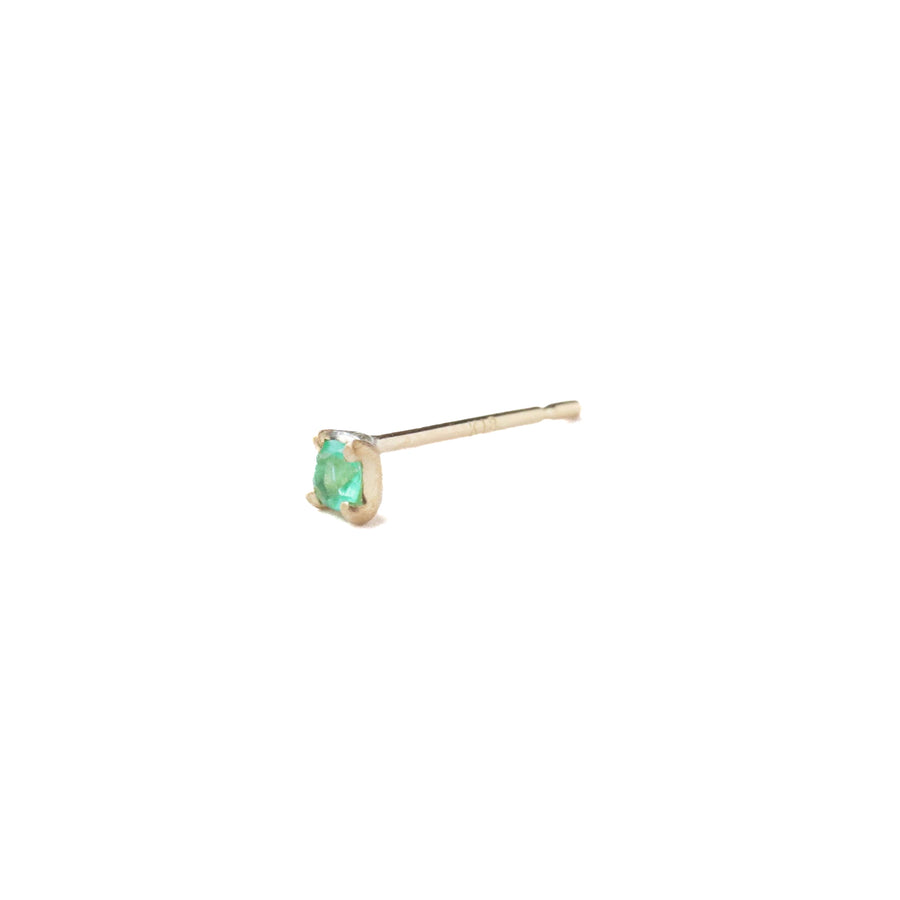 Prong Pierced Earring - Emerald -