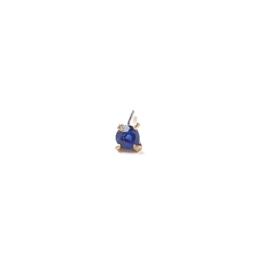 Prong Pierced Earrings - Blue Sapphire -