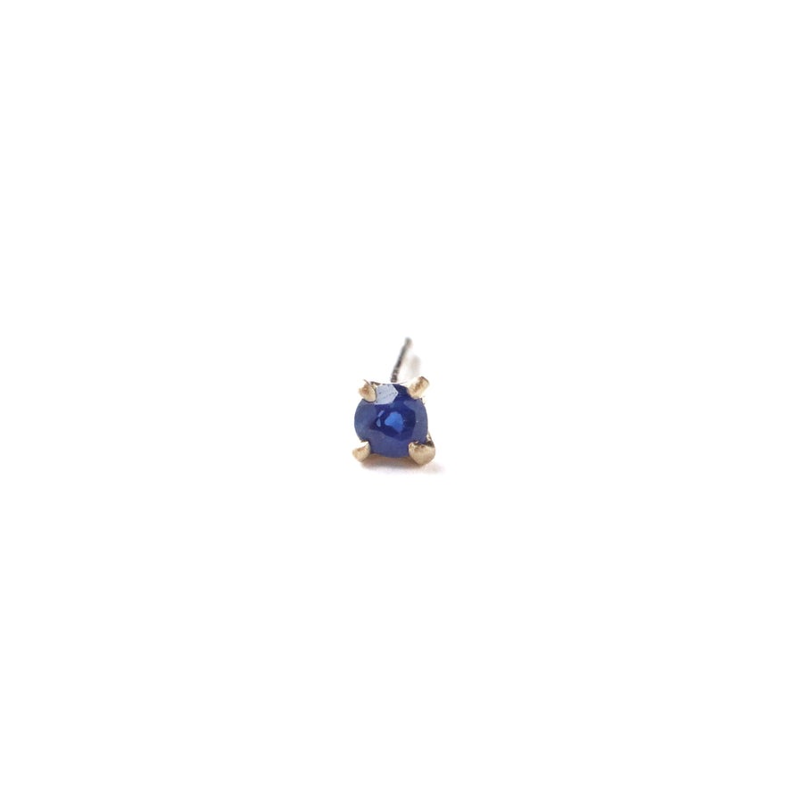 Prong Pierced Earring - Blue Sapphire -
