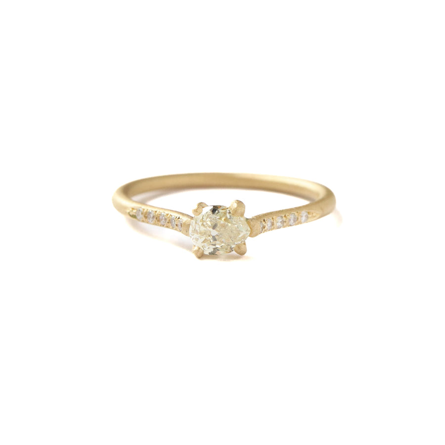 Prong Ring - Oldcut Diamond Light Yellow -
