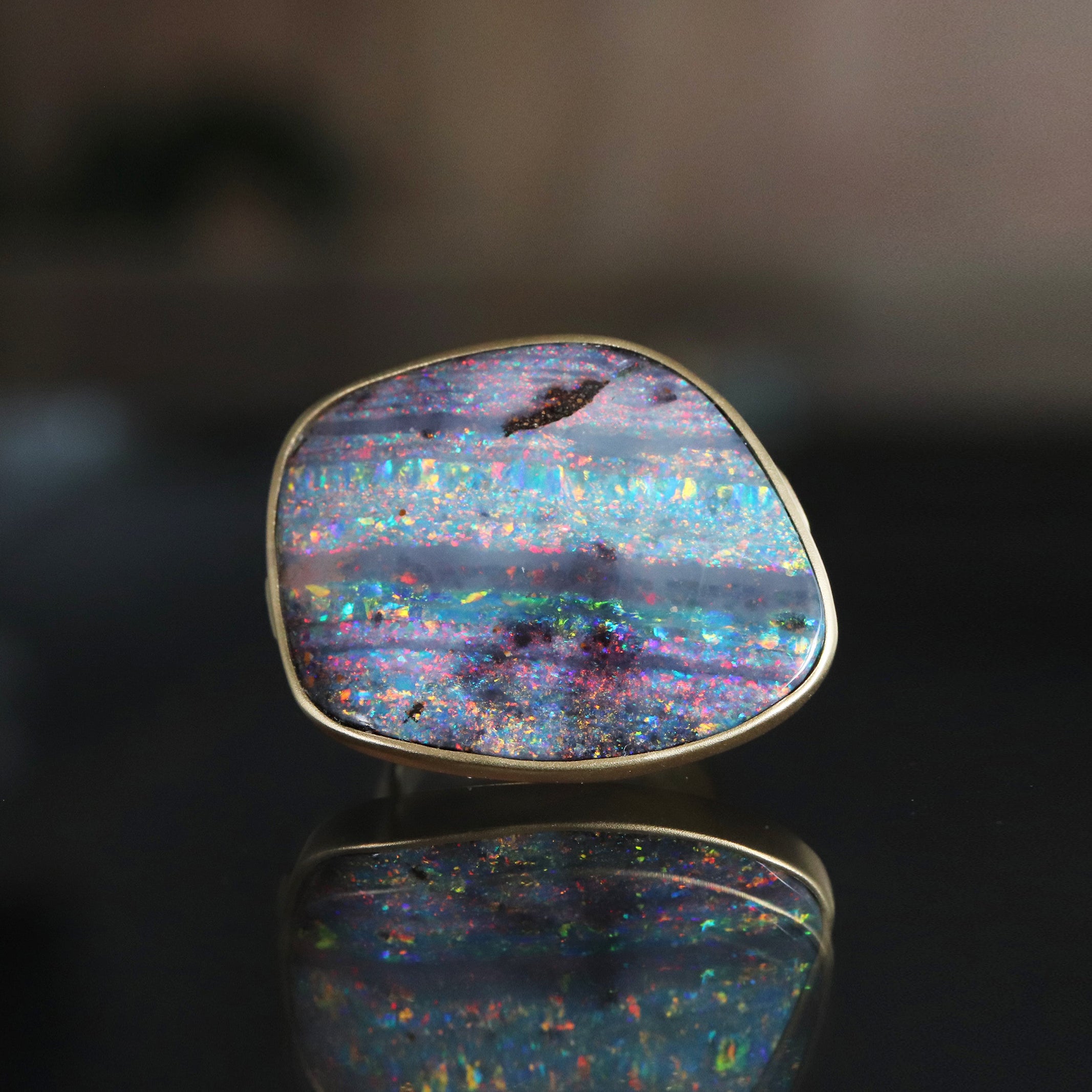 Collet Ring - Boulder Opal -