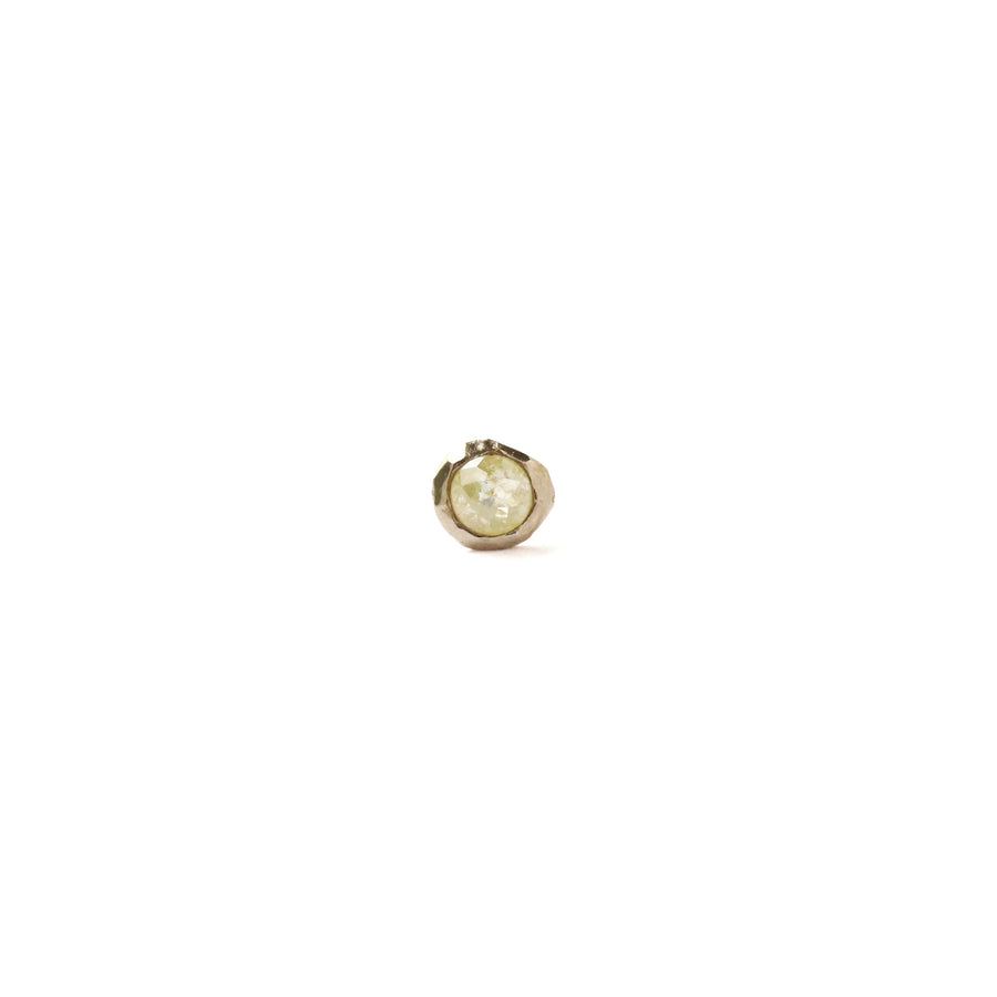 Rough collet Mini Pierced Earring  - Natural Yellow Diamond -