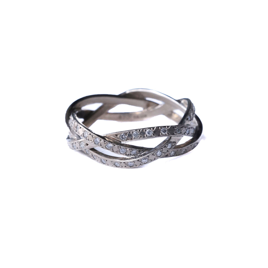 String Ring - Half Diamond K18WG -