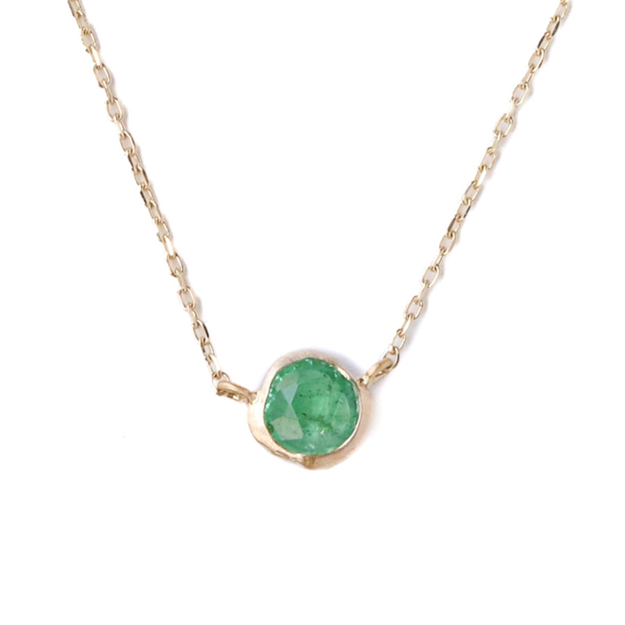 Rough collet Necklace - Emerald -