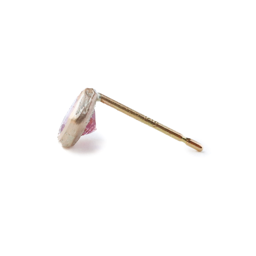 Rough Collet Pierced Earrings -Pink Tourmaline-