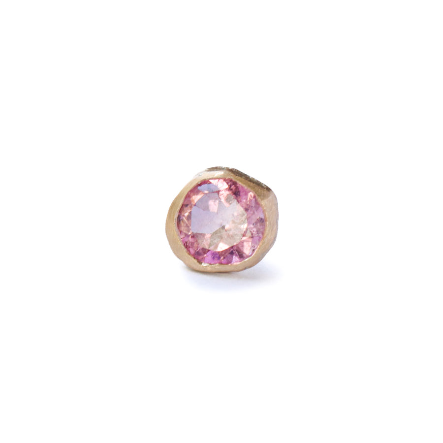 Rough collet Pierced Earring -Pink Tourmaline -