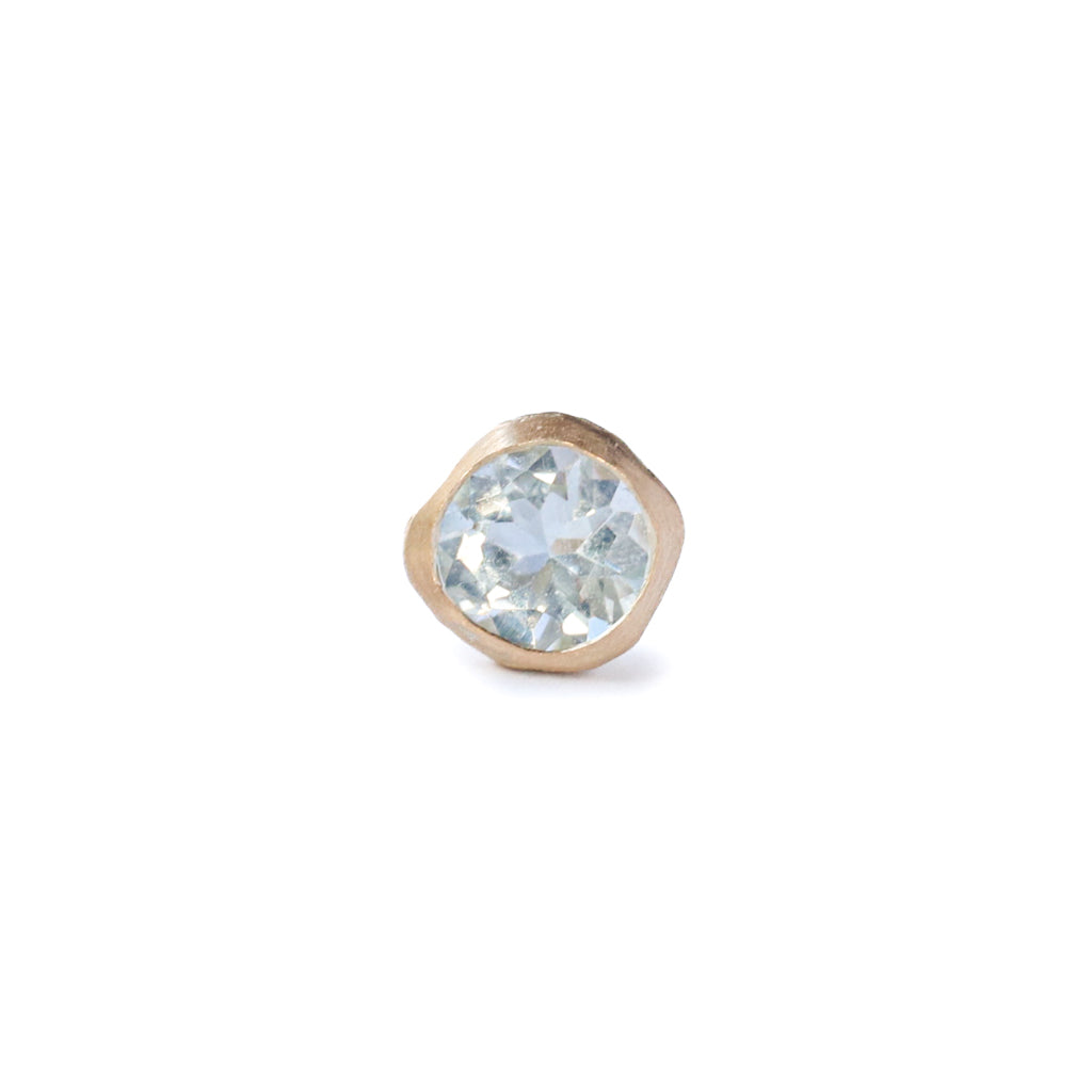 Rough collet Pierced Earring - Aquamarine -