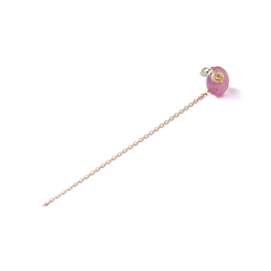 Flat Pierced Earring - Pink Star Sapphire -