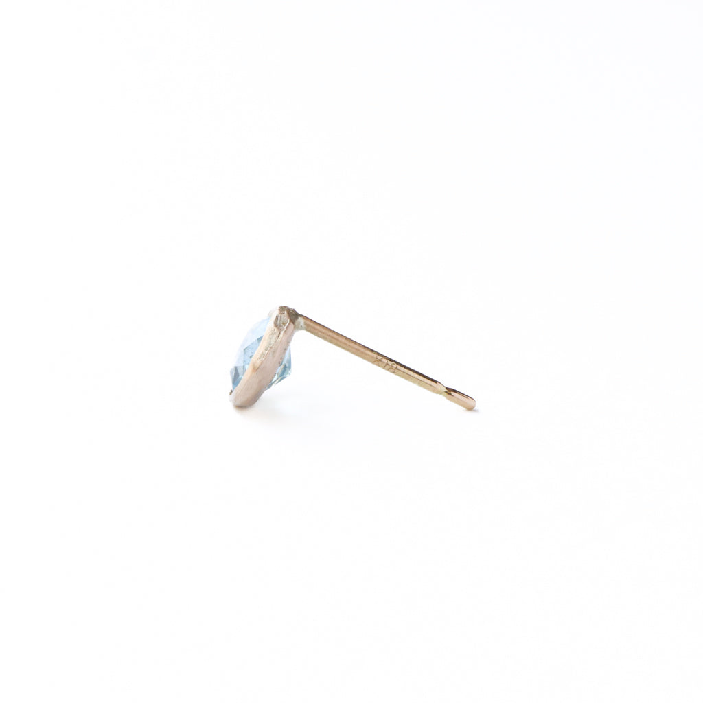 Rough collet Pierced Earring - Aquamarine -
