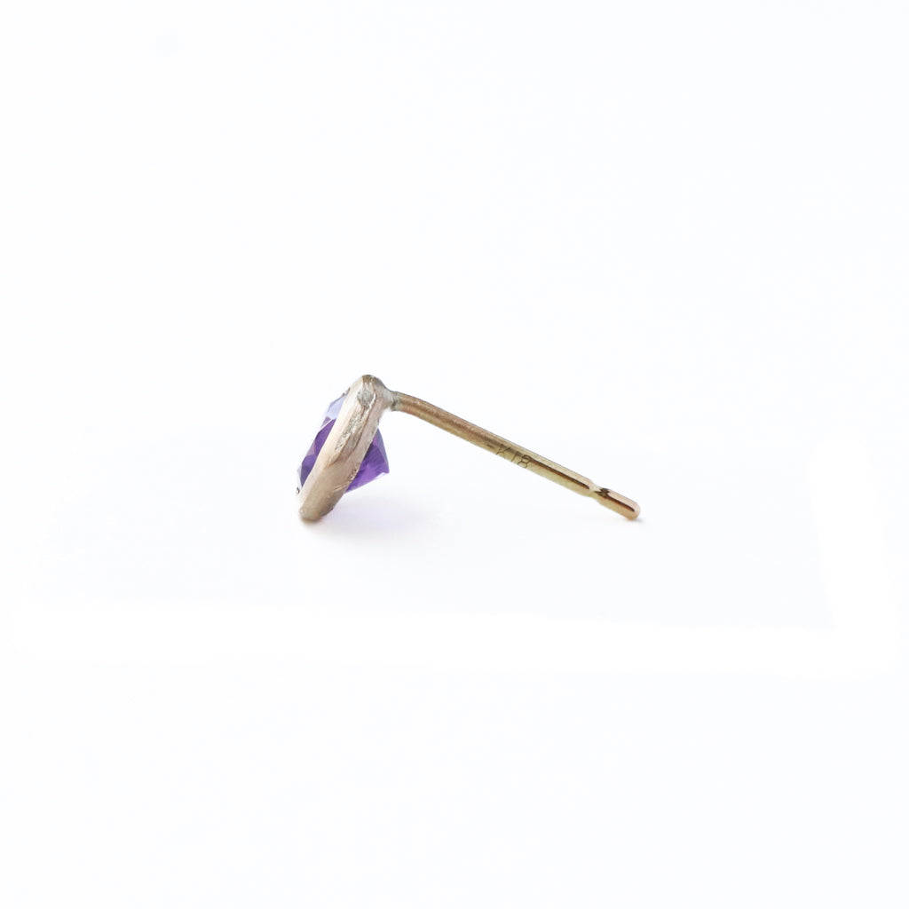 Rough collet Pierced Earring - Amethyst -
