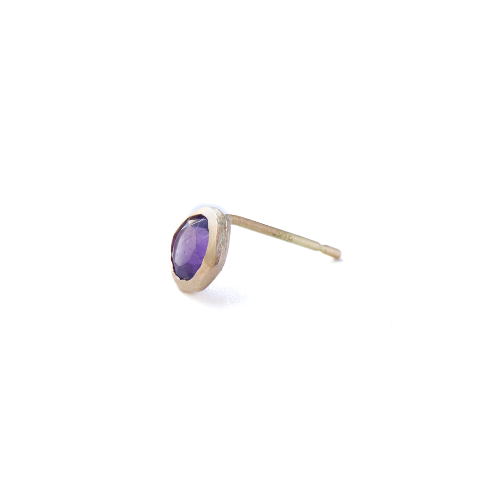 Rough collet Pierced Earring - Amethyst -