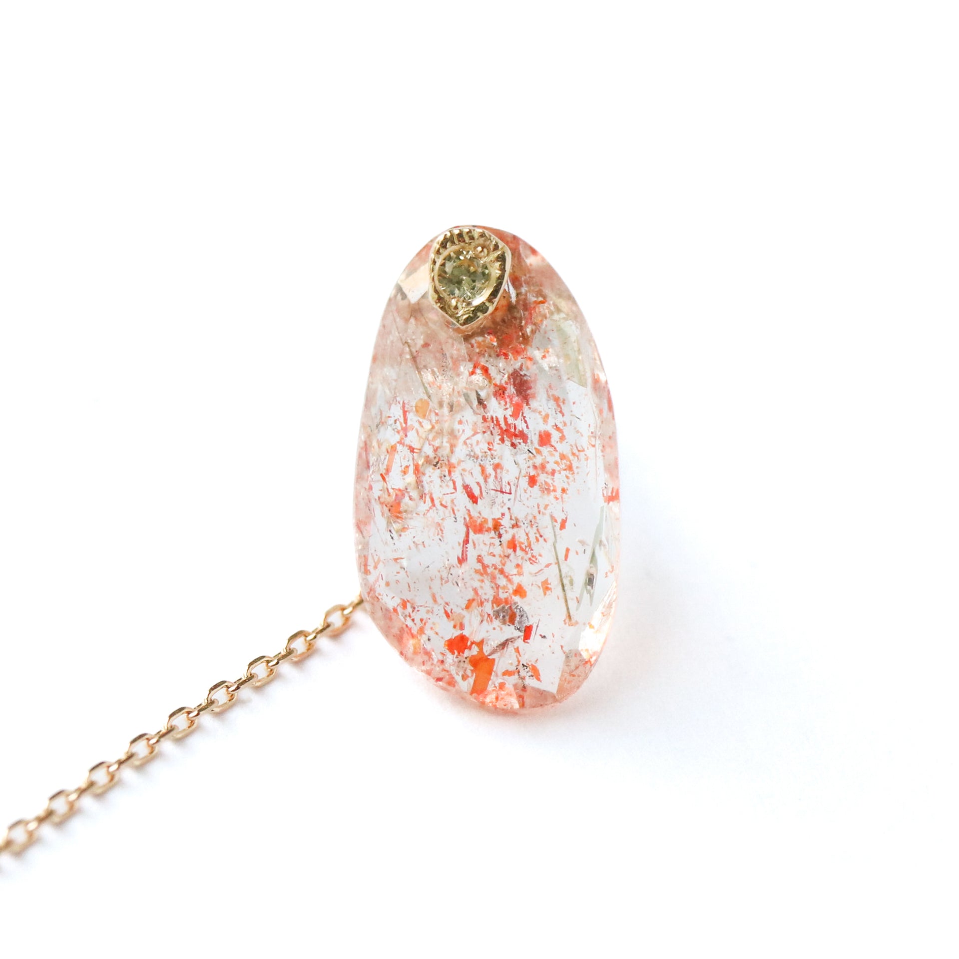 Flat Pierced Earring - Sunstone -
