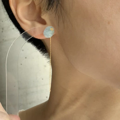 Flat Pierced Earrings - Aquamarine -