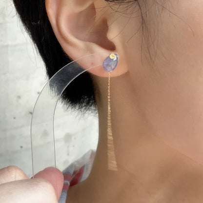Flat Pierced Earrings - Tanzanite -