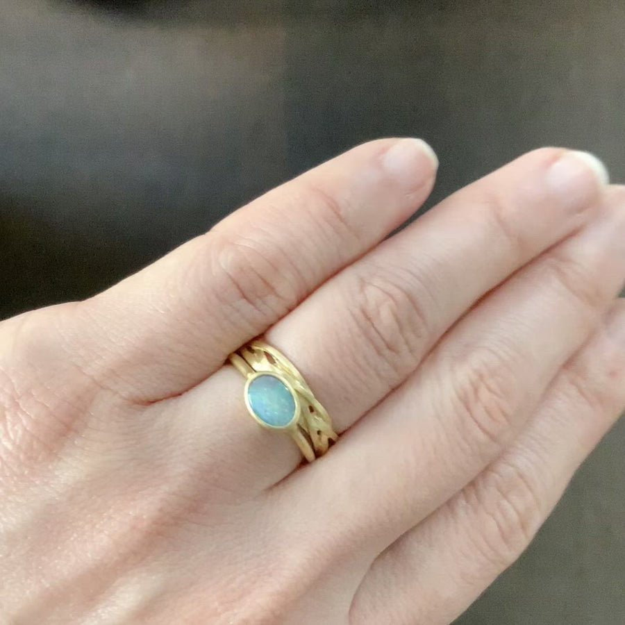 Collet Ring  - Boulder Opal -