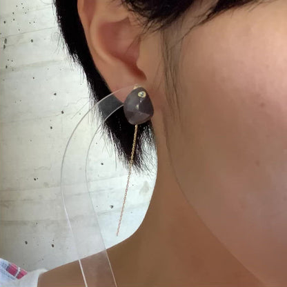 Flat Pierced Earring - Feldspar -