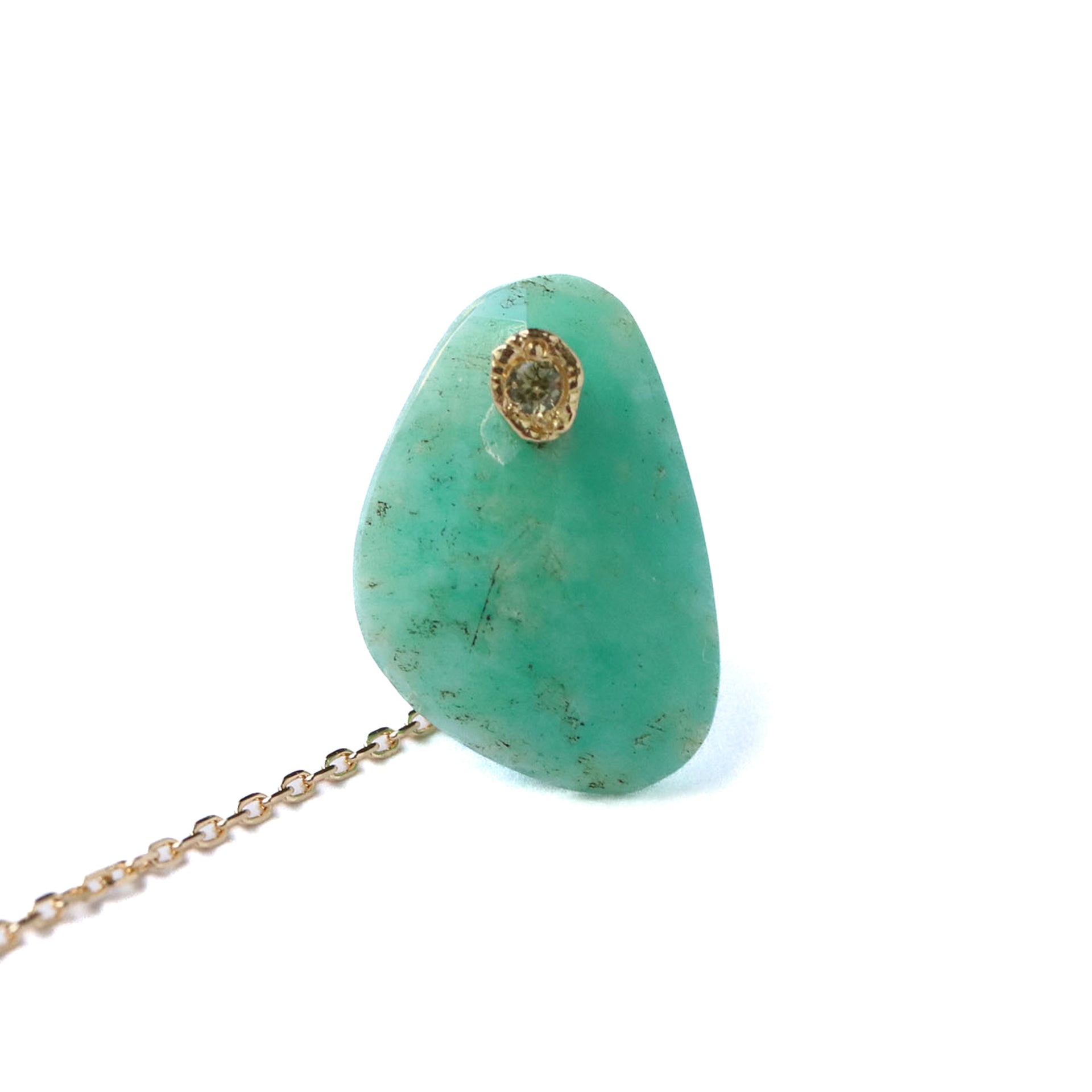 Flat Pierced Earring - Amazonite -
