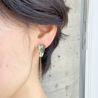 Flat Pierced Earrings - Paua shell -