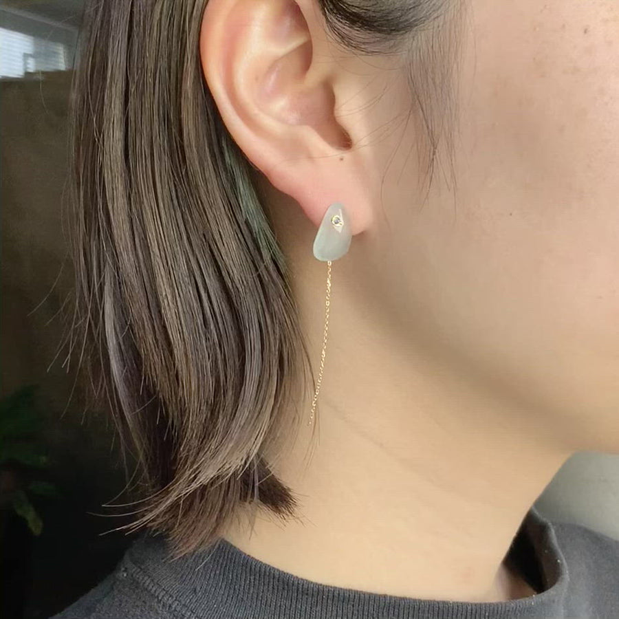 Flat Pierced Earring - Aquamarine -　