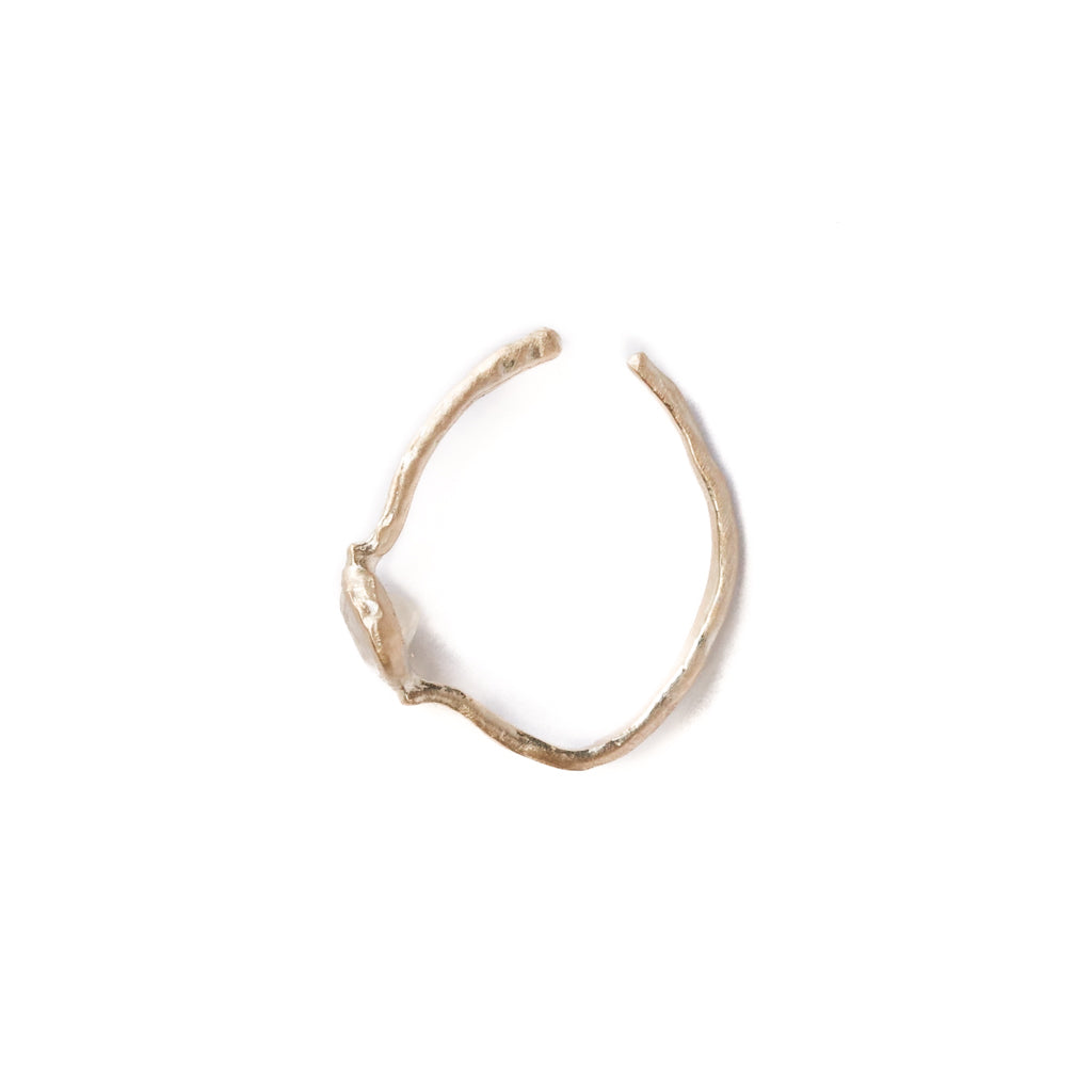 Rough Collet Ear Cuff - Rainbow Moonstone -