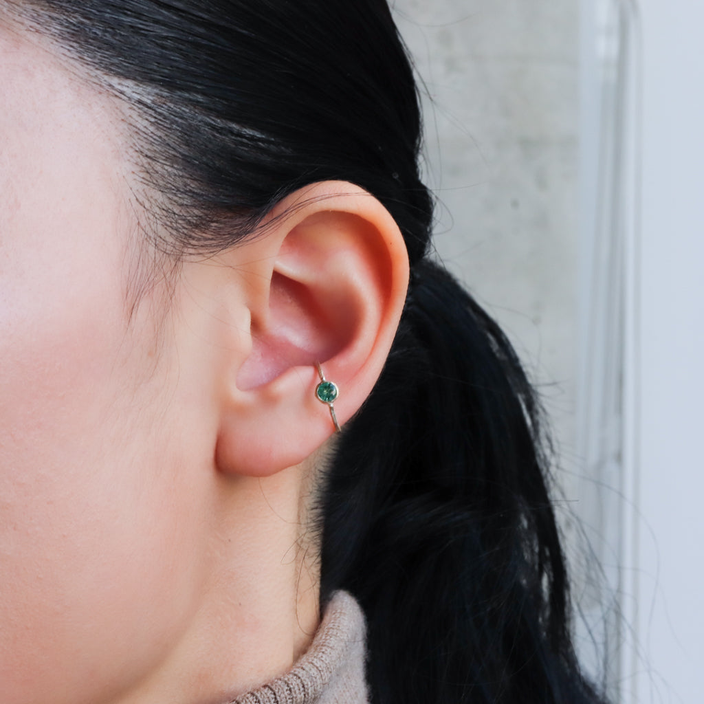 Rough Collet Ear Cuff - Emerald -