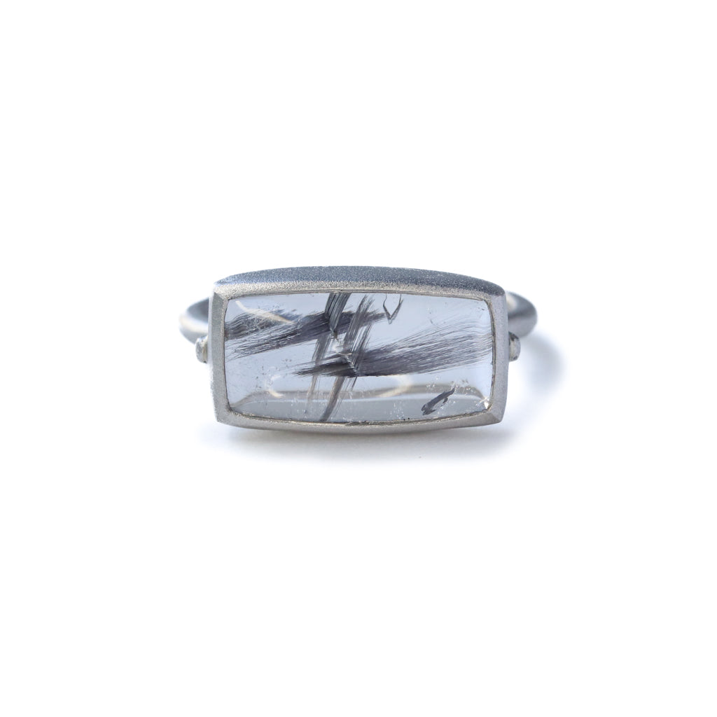 Collet Ring - Platinum Rutilated Quartz -