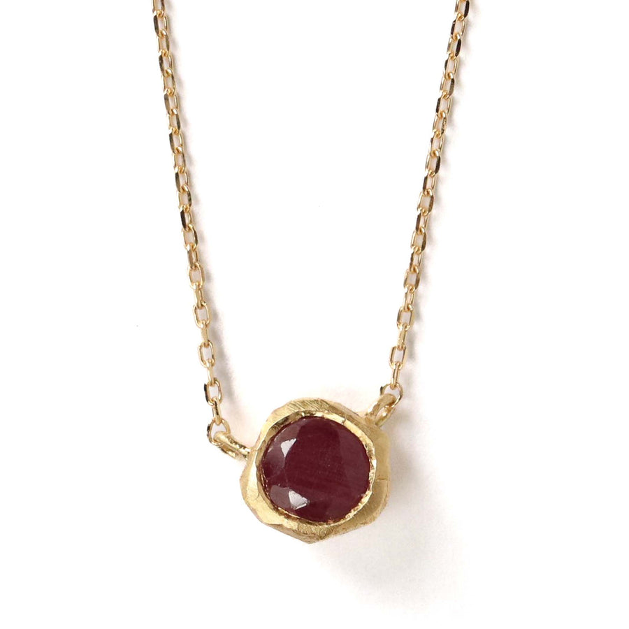 Rough collet Necklace  - Ruby -