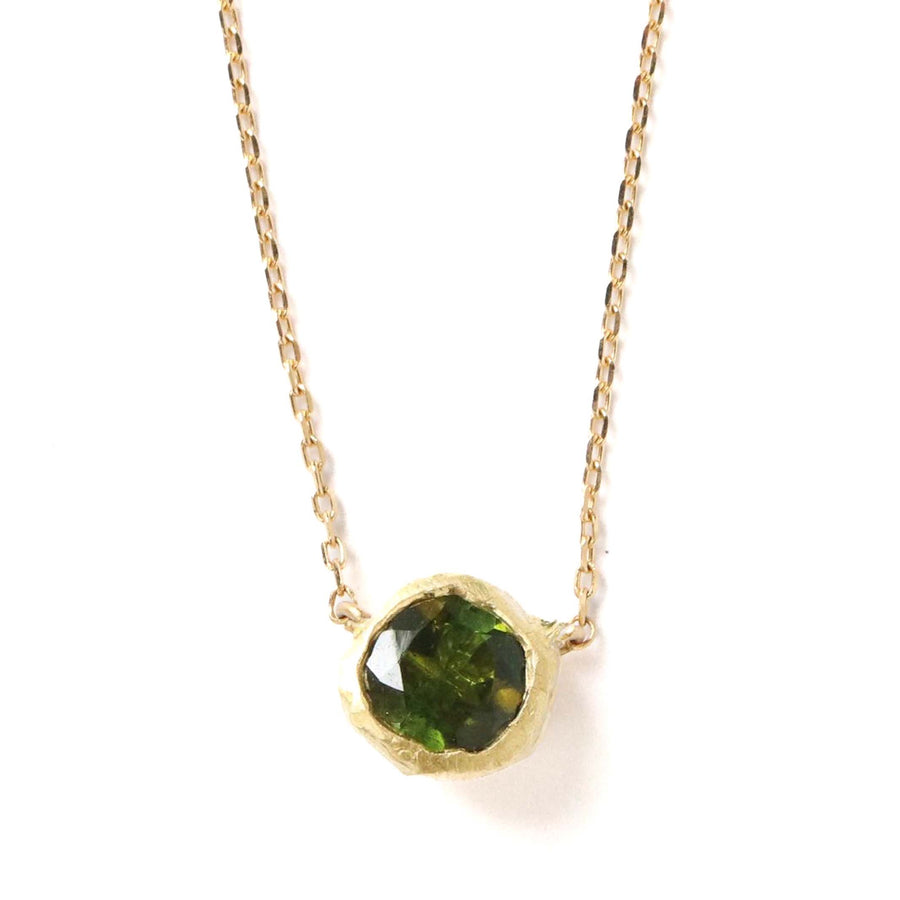 Rough collet Necklace - Green Tourmaline -