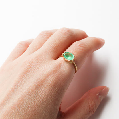 Milgrain Ring - Emerald -