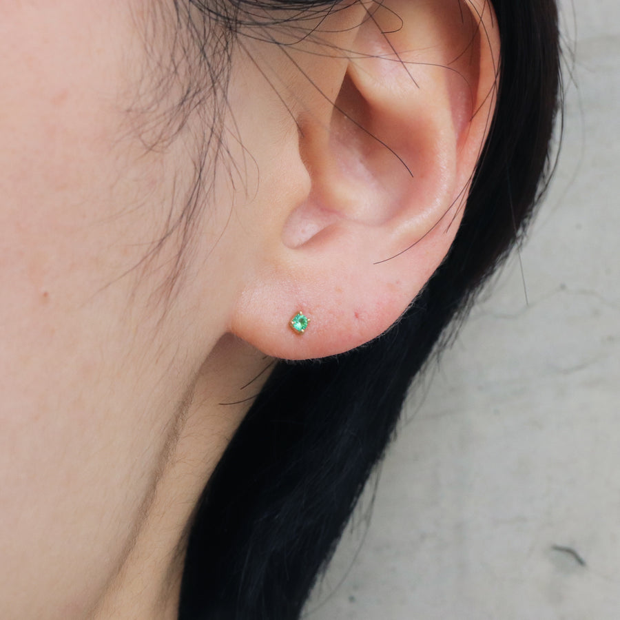 Prong Pierced Earring - Ruby -