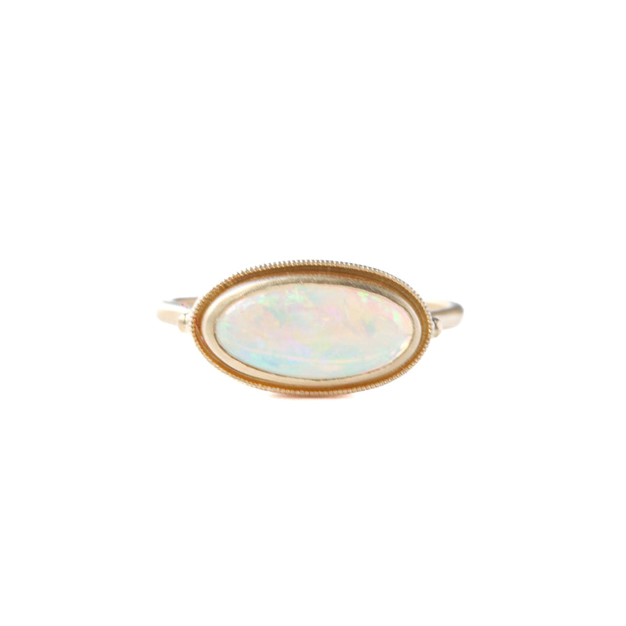 Column Milgrain Ring - Opal -