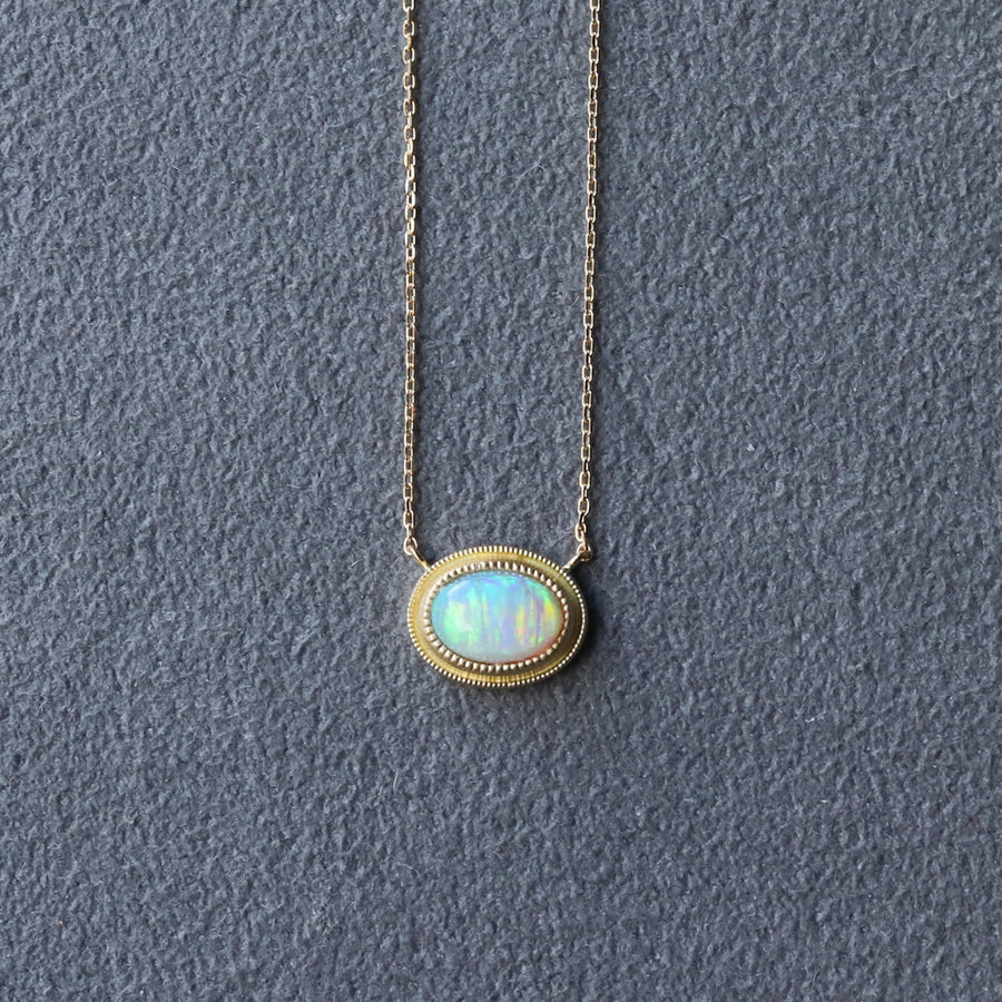 Column Milgrain Necklace - Opal -