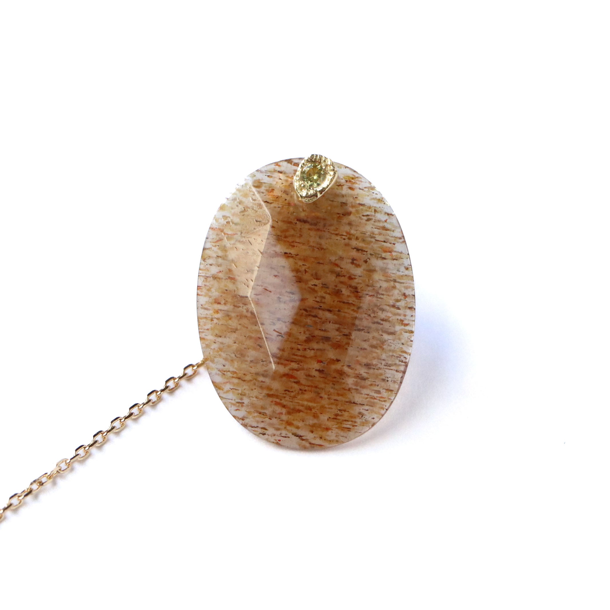 Flat Pierced Earring - Goldensunstone -