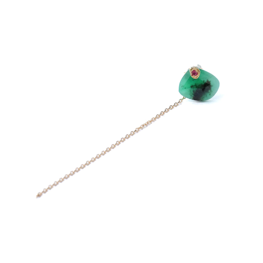 Flat Pierced Earring - Emerald -