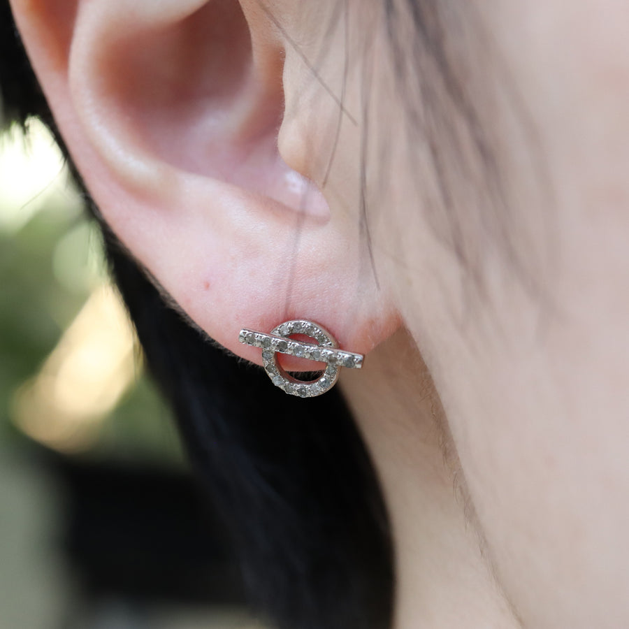 Mantel Pierced Earring /K18YGWG - Full Diamond -